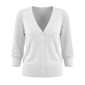 Express Crochet Sleeve V-Neck Button Front Cardigan Sweater Women Size M